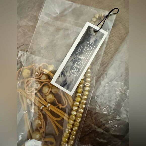 NWT Bohemian Gypsy Style Necklace - 54” Strand Leather & Beads - Color Yellow - Picture 3 of 3